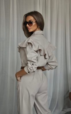 Alternative view of Neet Fashion fodros szett bézs (kabát  +nadrág)