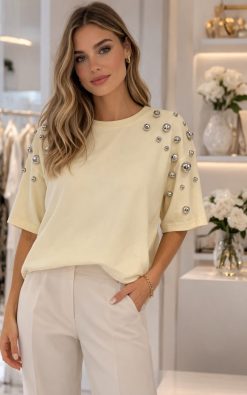 Neet fashion sárga gömbös felső