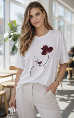 Neet Fashion mintás fehér felső