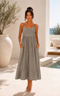 Neet Fashion sötét bézs ruha