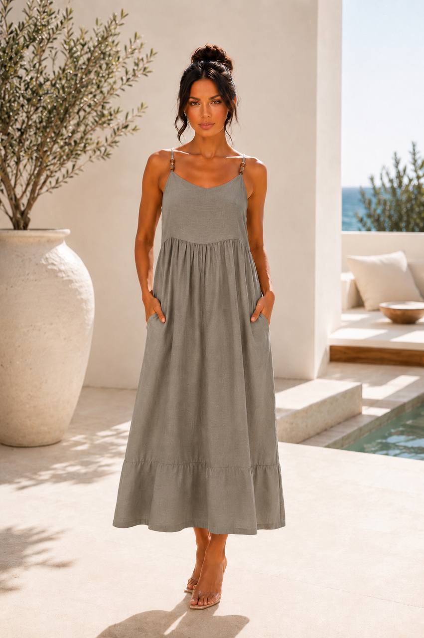 Neet Fashion sötét bézs ruha